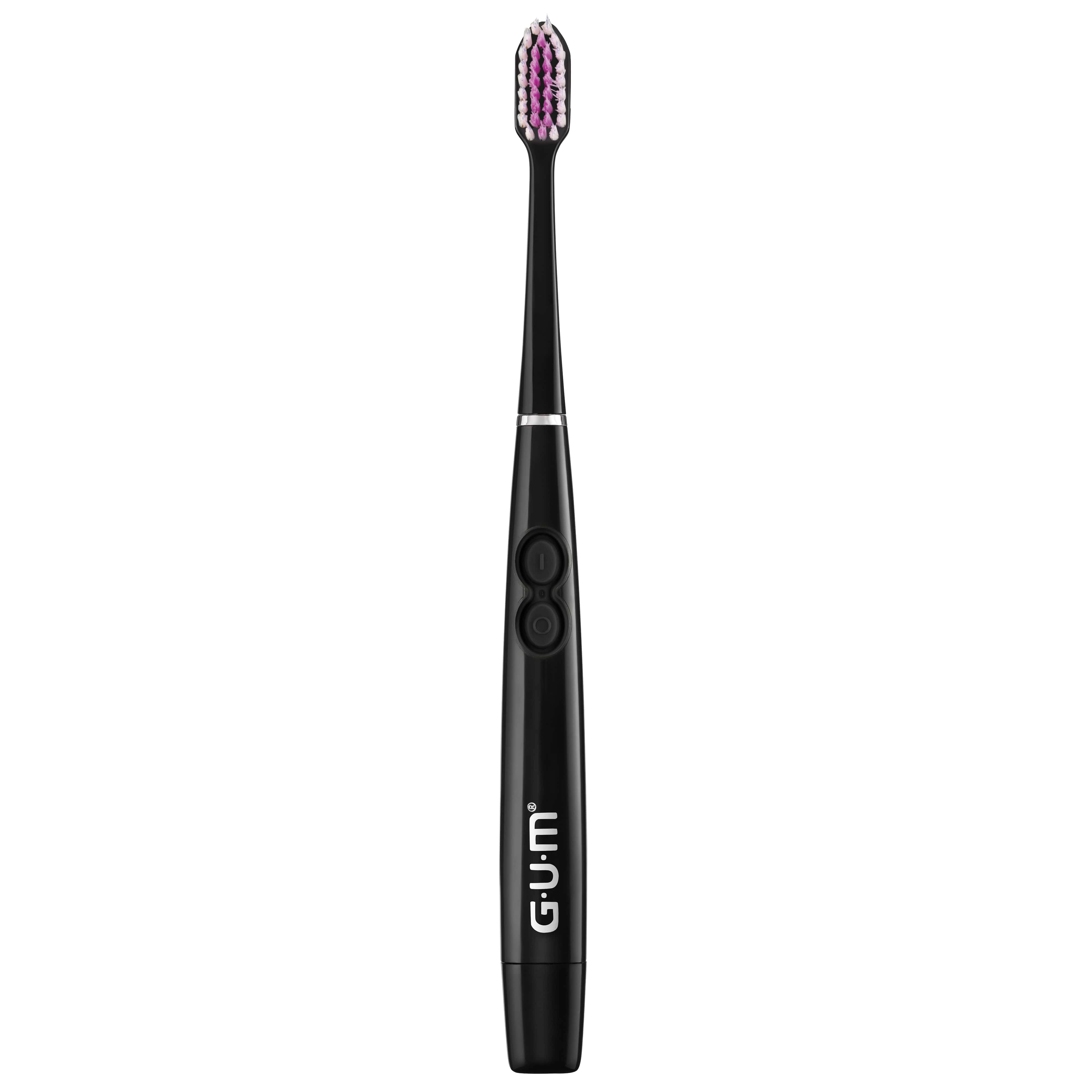 GUM Sonic Power Toothbrush, Black, Battery-Powered, Soft Tapered Bristles, 12/Pack, 4100UTBA - GUM Sonic Power Toothbrush Black - Image 1