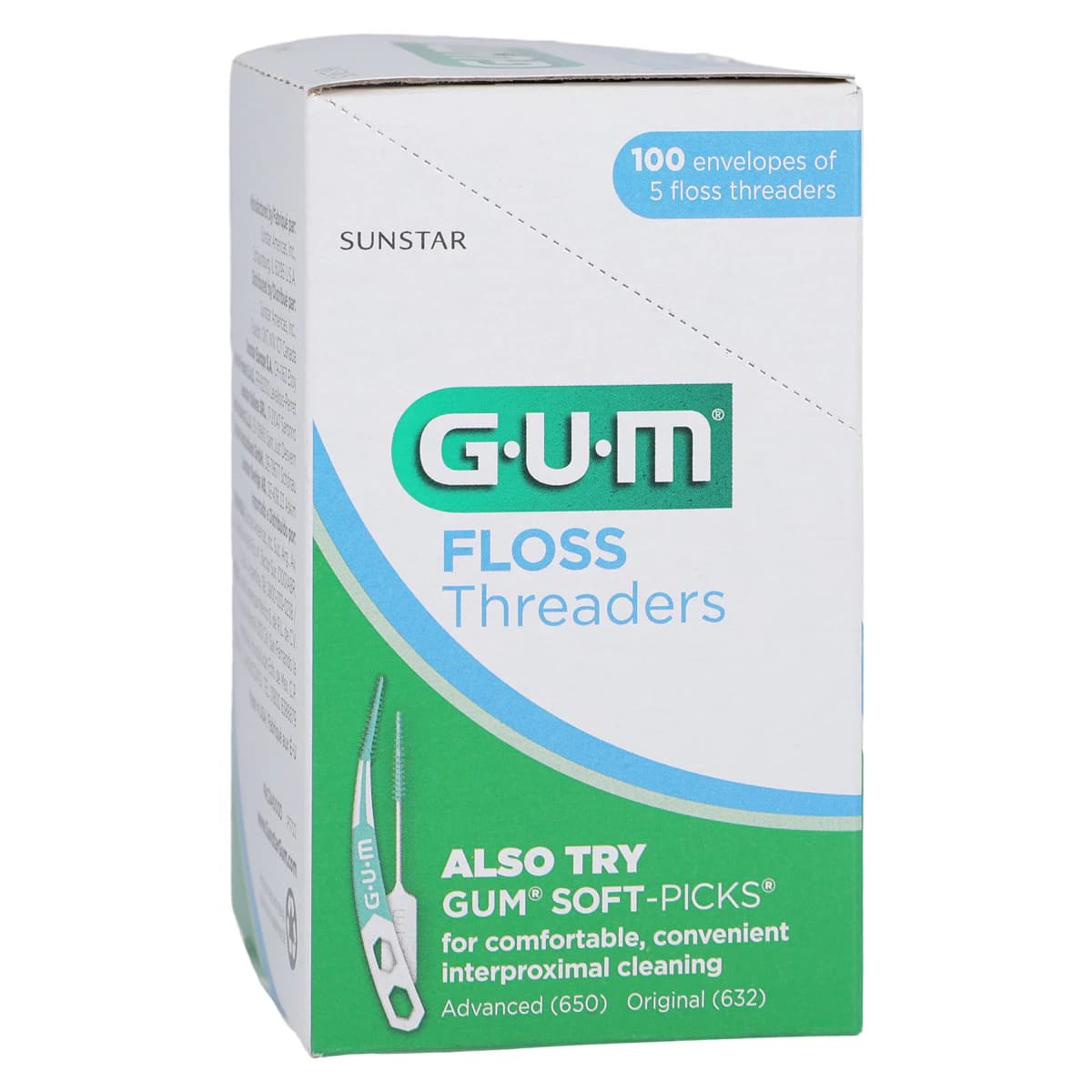 Sunstar GUM Eez-Thru Floss Threaders, 5 per Envelope, 100 Envelopes per Box, 840PQA - Gum Floss Threaders 100Bx - Image 1