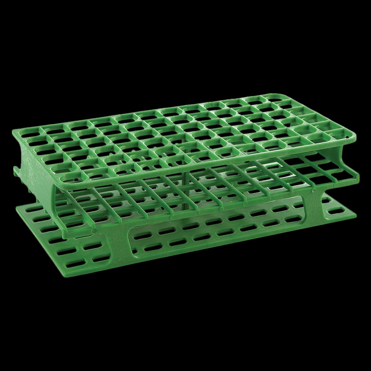 OneRack Test Tube Rack, Delrin Fiberglass-Reinforced POM, 13mm, Full Size, 72 Place, Green, 8/Box - OneRack Full POM 72 Place - Image 1