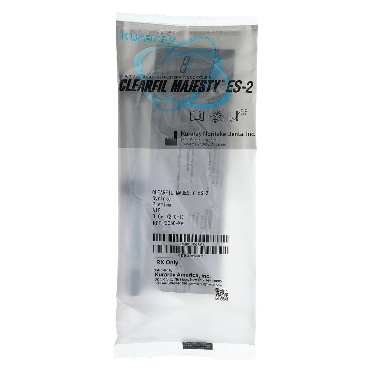 Clearfil Majesty ES-2 Premium Light-Cure Nanohybrid Composite Resin, Syringe Refill, Universal Viscosity, Shade A1E (Enamel), 3.6 g (2.0 mL), 1 Syringe, 3050KA - Clearfil Majesty ES-2 Premium, Light-Cure, Syringe Refill, Universal Viscosity, 3.6 g, A1E, 1/Pk, 3050KA - Image 1