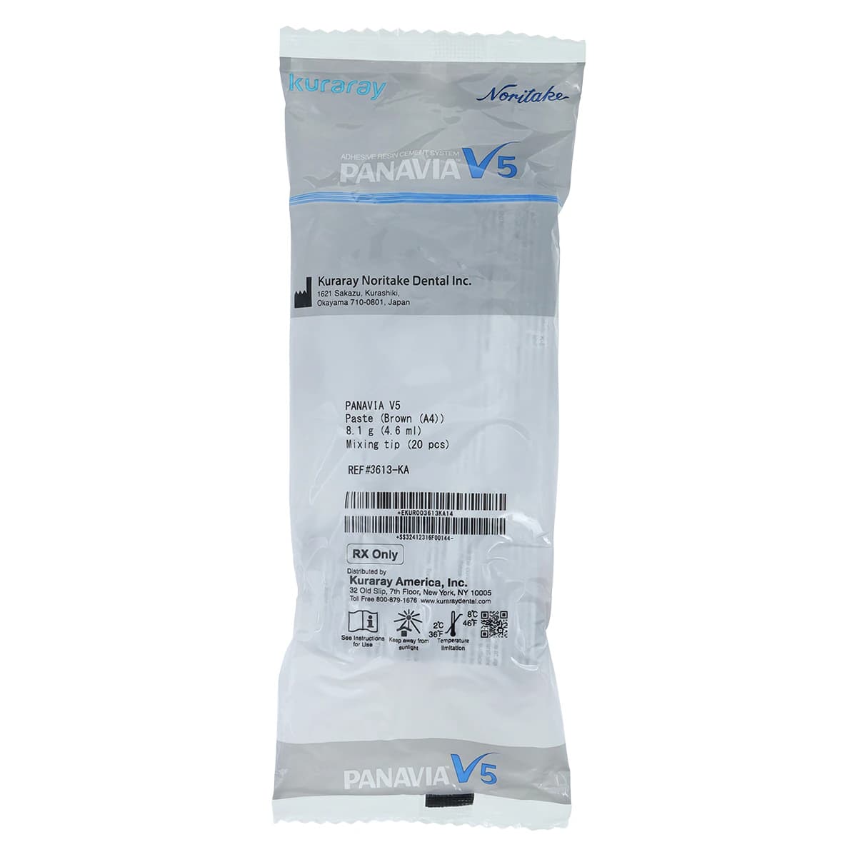 Panavia V5 Universal Resin Cement Paste, Brown (A4), 4.6 mL Syringe with Mixing Tips, 3613KA - PANAVIA V5 Paste Brown A4 Ea - Image 1