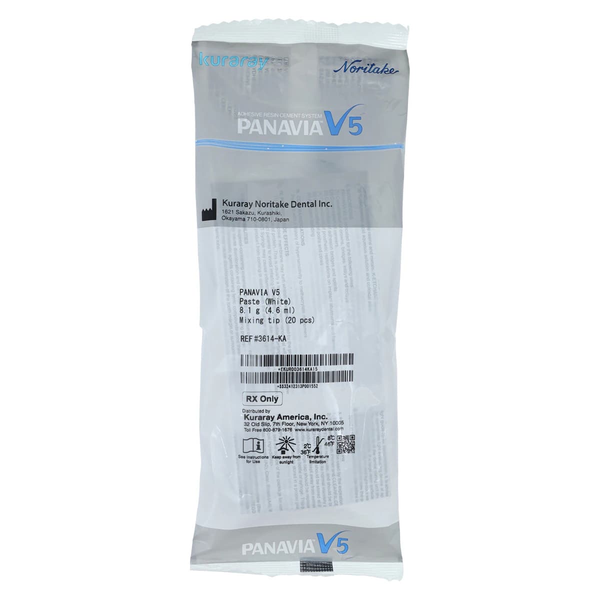 Panavia V5 Universal Resin Cement Paste, White, 4.6 mL Syringe with Mixing Tips, 3614KA - PANAVIA V5 Paste White Ea - Image 1