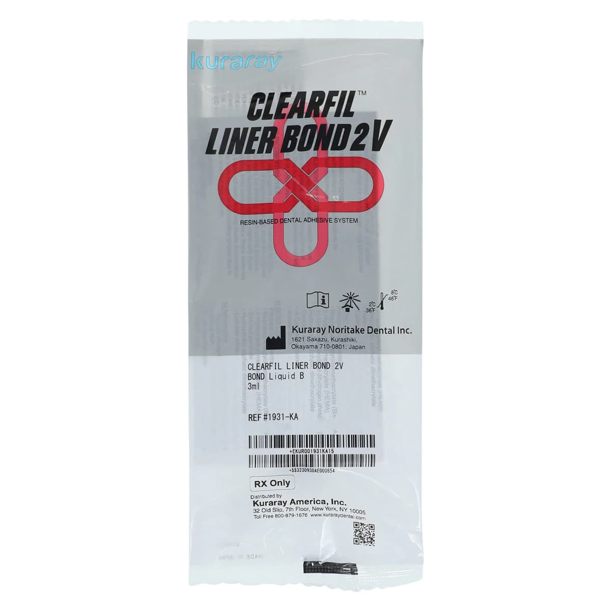 Clearfil Liner Bond 2V Bond Liquid B, Dual-Cure Self-Etch Dental Adhesive, 3 mL Bottle, 1931KA - Kuraray - Clearfil Liner Bond 2V: Bond B - Image 1