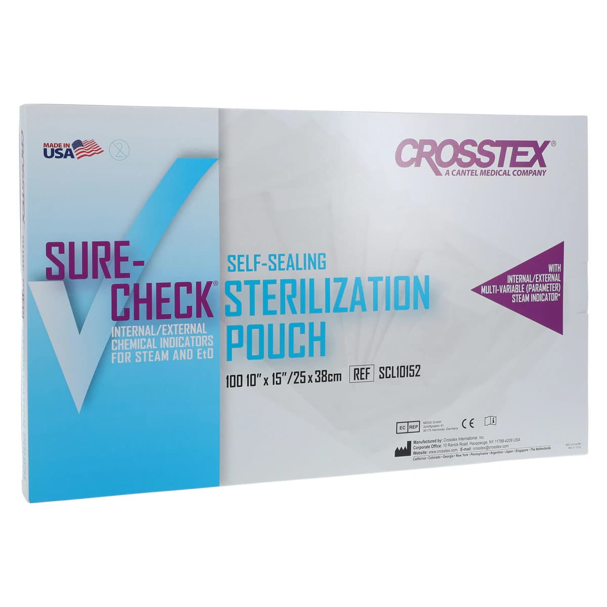 Crosstex Sure-Check Self-Seal Sterilization Pouches, 10" x 15", 100/Box, SCL10152 - Sure-Check Pouches 10x15 (100) - Image 1