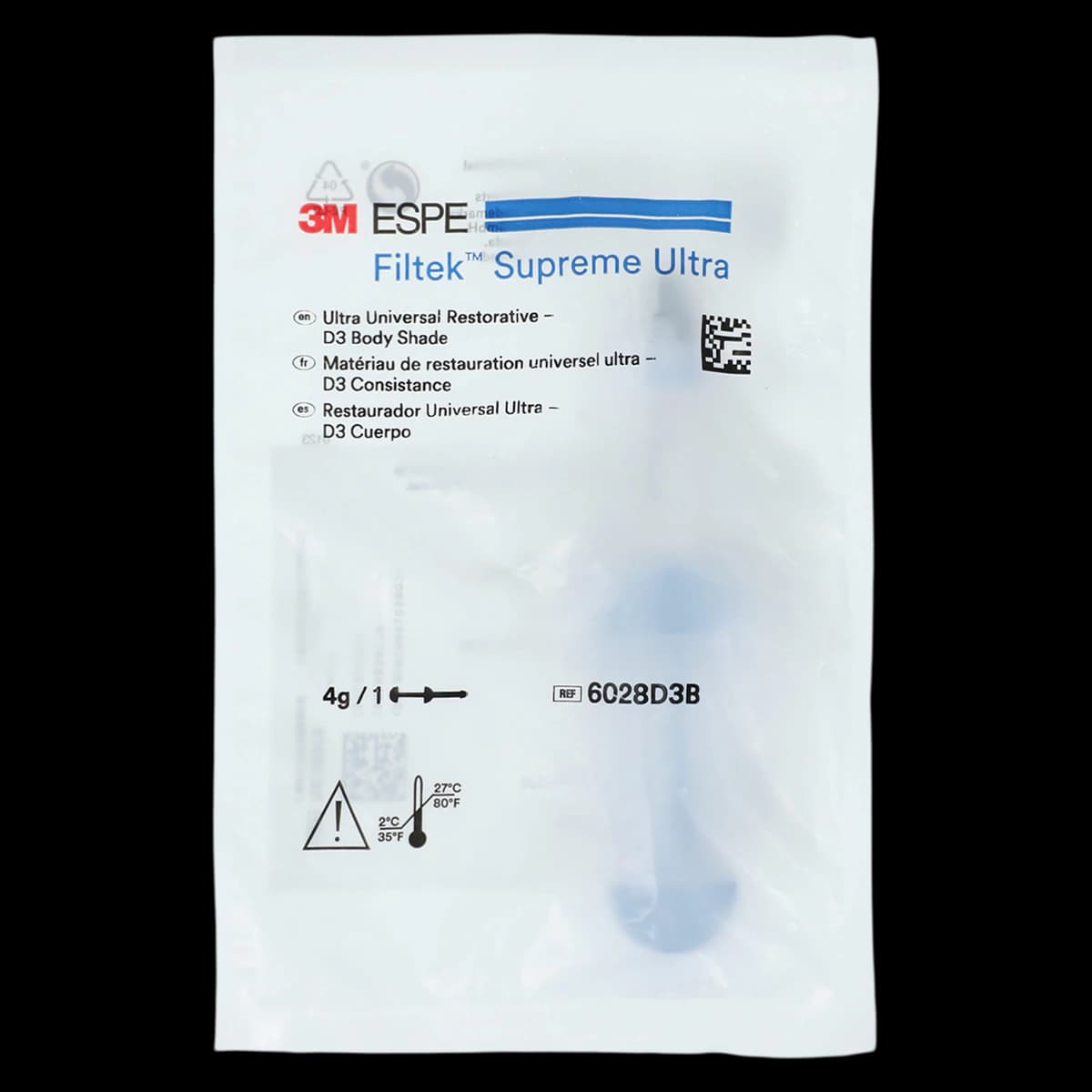 3M Filtek Supreme Ultra Universal Composite Restorative, Syringe Refill, Body Shade D3B, 4 g, 1/Pk, 6028D3B - Filtek Supreme Ultra Universal Syringe 4gm D3 Body - Image 1