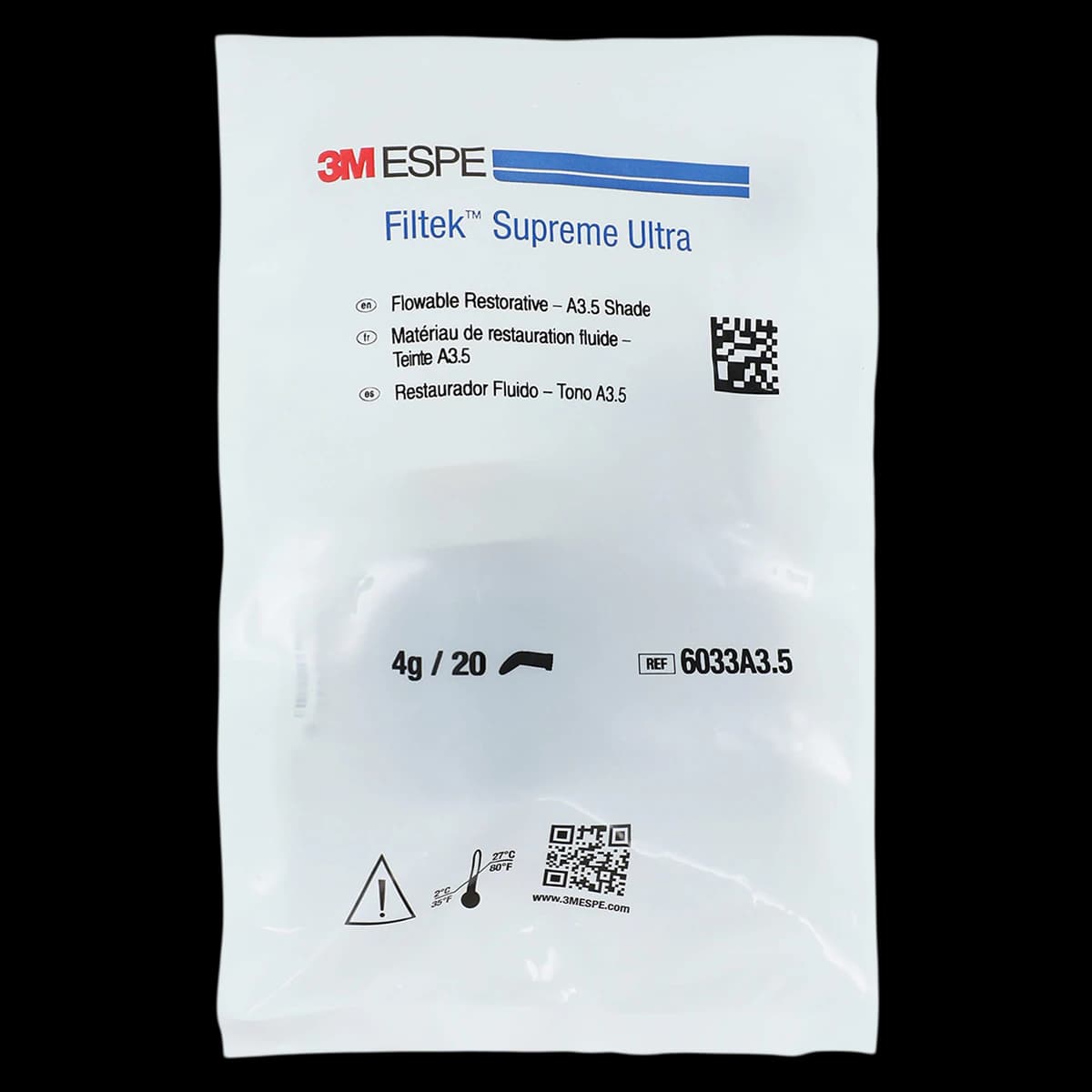 3M Filtek Supreme Ultra Flowable Restorative, Cavifil Refill, 0.2 g, Shade A3.5, 20/Pk, 6033A3.5 - Filtek Supreme Ultra Flowable Restorative Cavifil Refill, 0.2 g, A3.5, 20/Pk, 6033A3.5 - Image 1