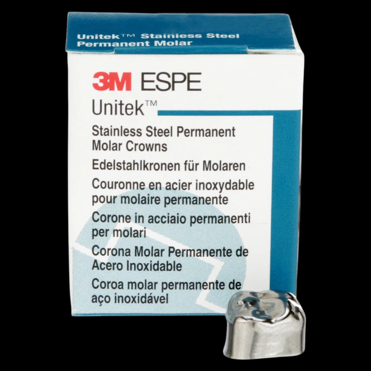 3M Unitek Stainless Steel Permanent Molar Crown, Upper Right First Molar, Size 2 (2UR), 5/Box, 900322 - 3M Unitek SS Permanent Molar Crowns Upper Right First Permanent Molar Size 2 5Bx - Image 1