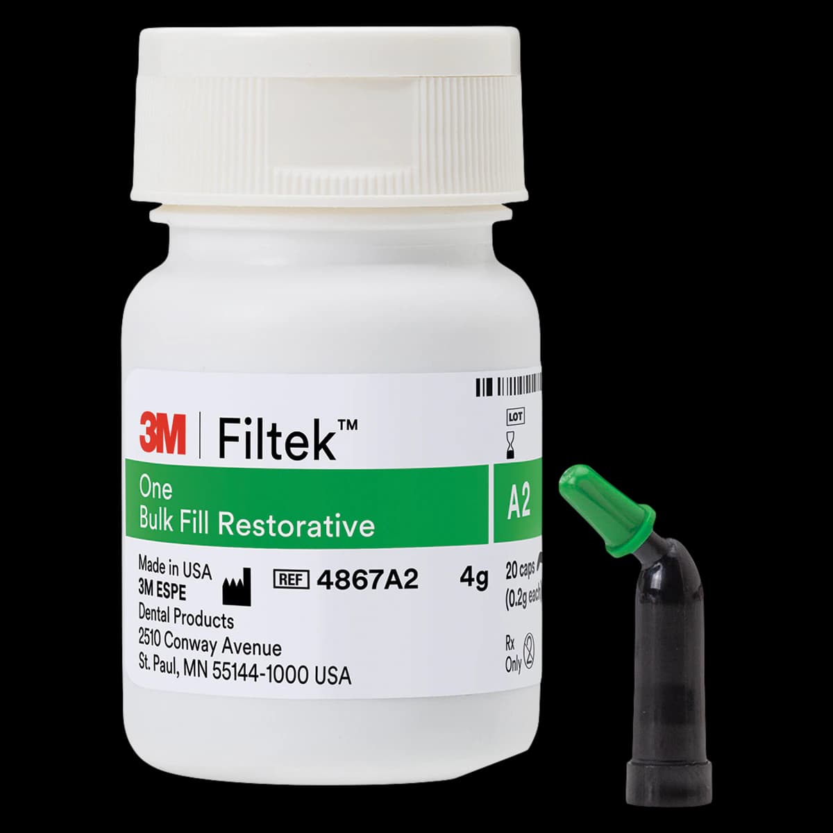 3M Filtek One Bulk Fill Restorative, Capsule Refill, Shade A2, 0.2 g, 20/Pk, 4867A2 - Filtek One Bulk Fill Restorative A2 Capsules 20Pk - Image 1