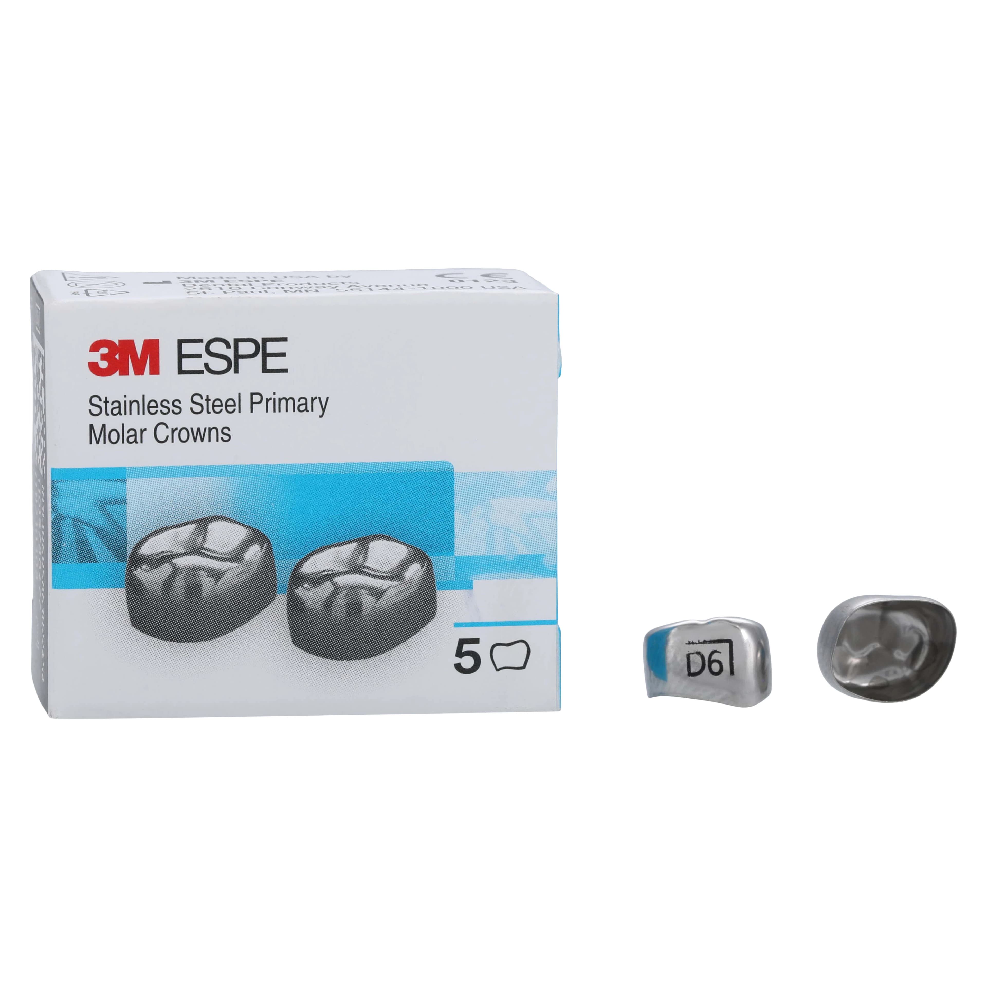 3M Crowns SS 1st Primary Molar, Size DLR6, Lower Right, Preformed Temporary, 5/Box - 3M Crowns SS 1st Prim Mol - Image 1