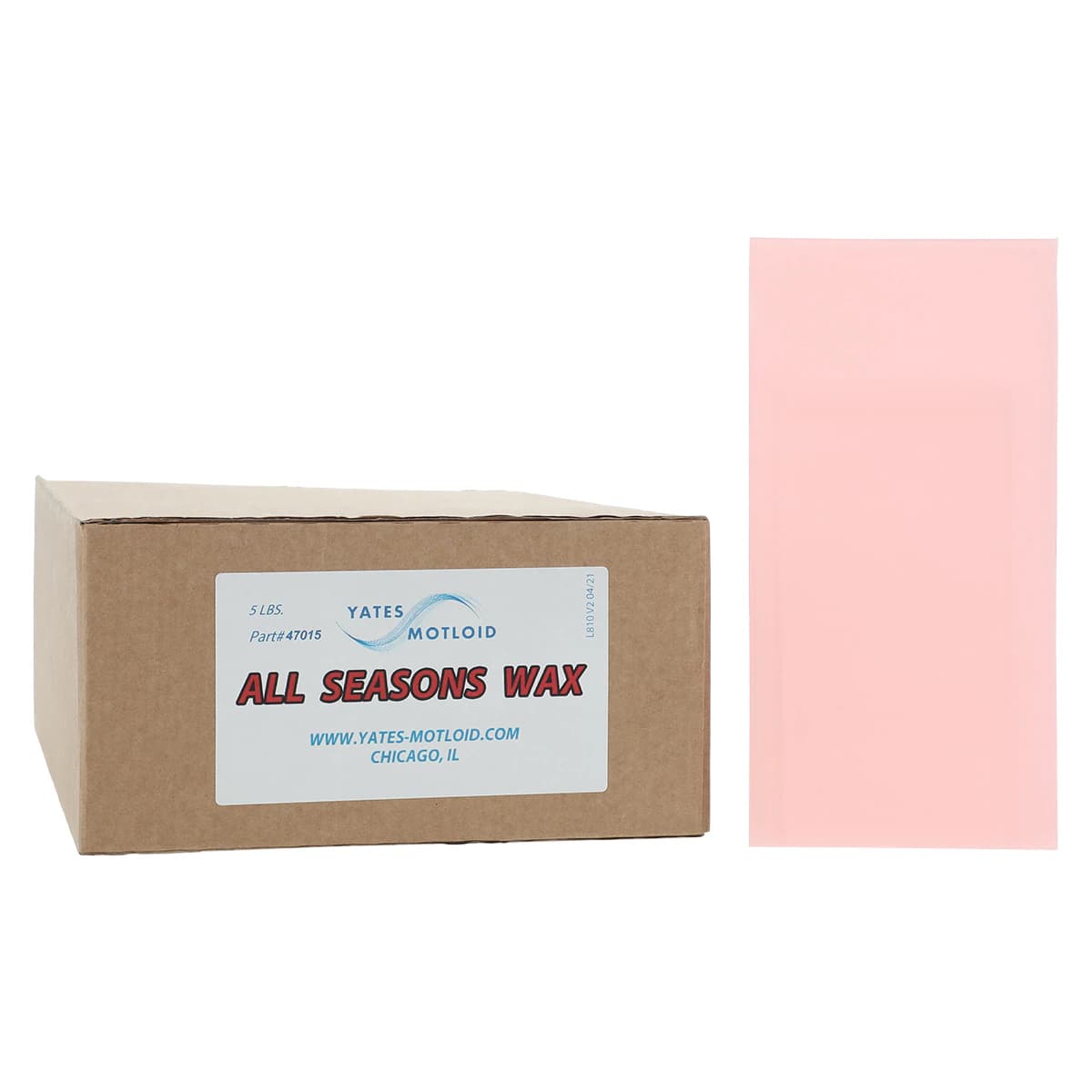 Yates Motloid All Season Baseplate Wax, Pink, 5 lb Box, 3" x 6" Sheets - All Season Wax - Image 1