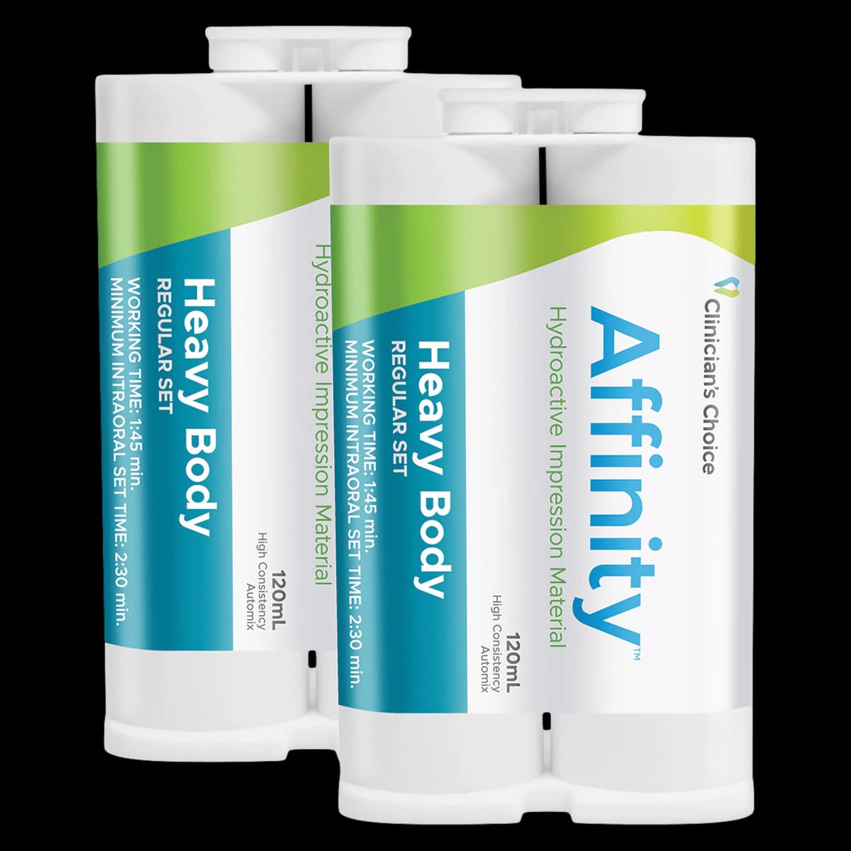 Clinician's Choice Affinity Regular Set Hydroactive Impression Material, Vinylpolysiloxane, Heavy Body, Teal, 120 mL, 2/Pack - Affinity Regular Set 120 mL - Image 1