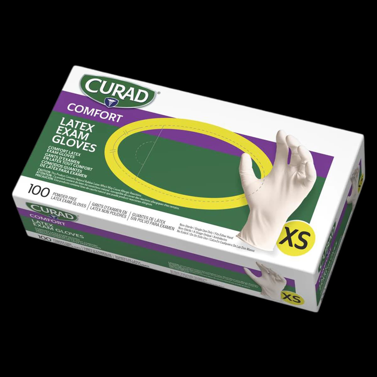 Curad Powder-Free Latex Exam Gloves, Extra Small, Beige, Non-Sterile, 100/Box, CUR8103 (Case of 10 Boxes) - Curad Latex Exam Gloves XS Beige Case of 10 - Image 1