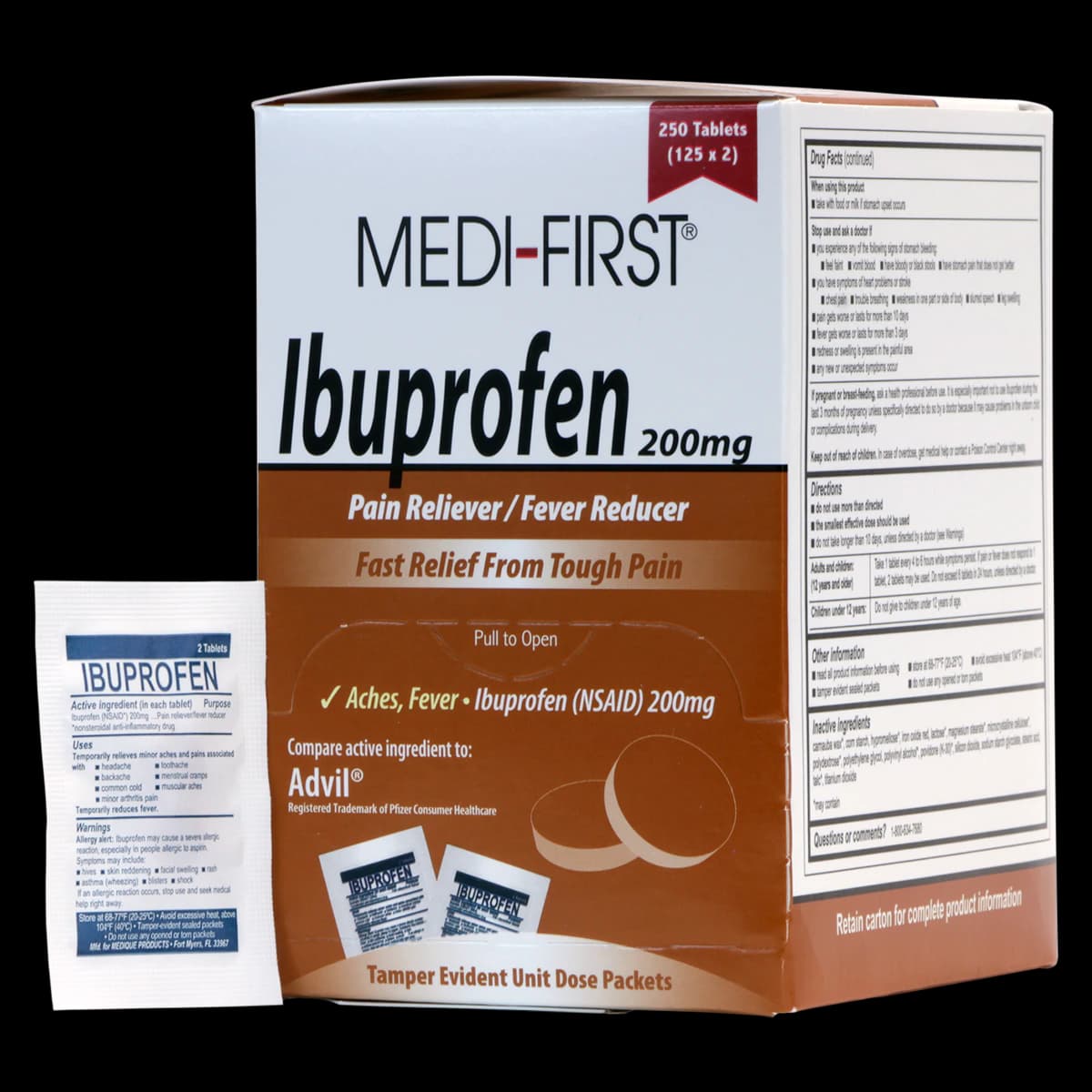 Ibuprofen Medi-First Tablets, 200mg, 125 Tablets x 2/Box - Ibuprofen Medi-First - Image 1