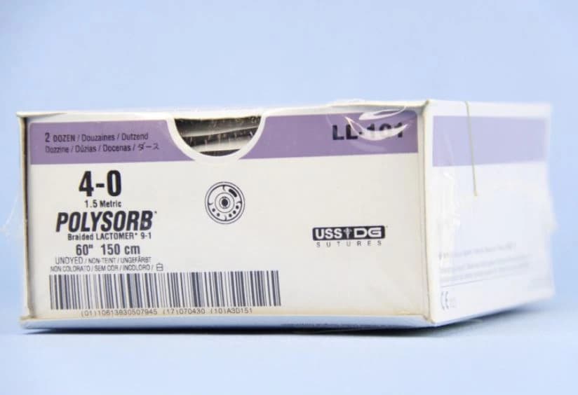 Medtronic Polysorb Suture, 4-0, 60", Polyester Braid, Absorbable, Coated, Undyed, 24/Case - Suture Polysorb Und 125P Reel - Image 1