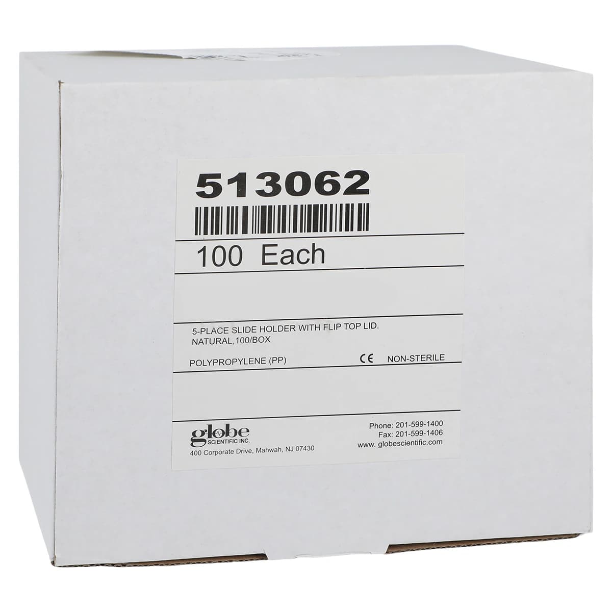 Globe Scientific Slide Mailer, Polypropylene, 5 Position, Flip Top Lid, Natural, 100/Box - Slide Mailer 5 Place Poly - Image 1