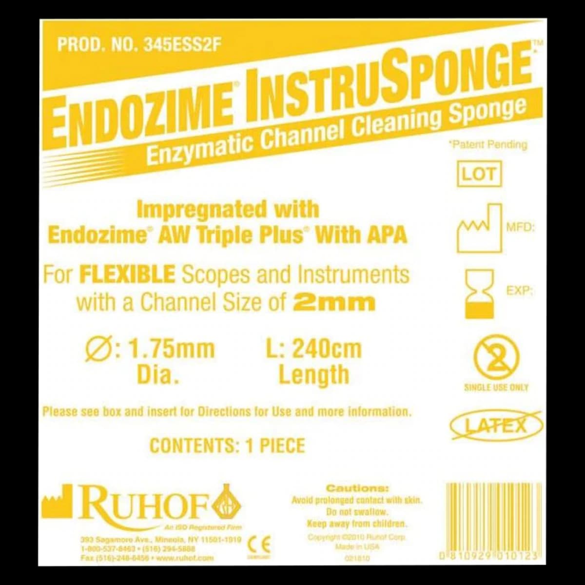 Endozime Instrusponge 2F Enzymatic Sponge, 2 mm, 8 ft, 100/Case - Endozime Instrusponge 2F - Image 1