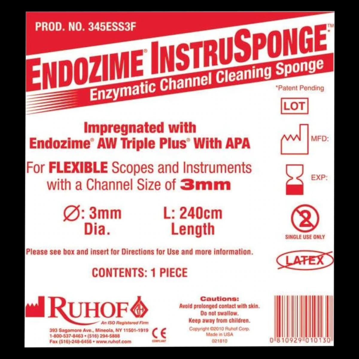 Endozime Instrusponge 3F Enzymatic Sponge, 3 mm, 8 ft, 100/Case - Endozime Instrusponge 3F - Image 1