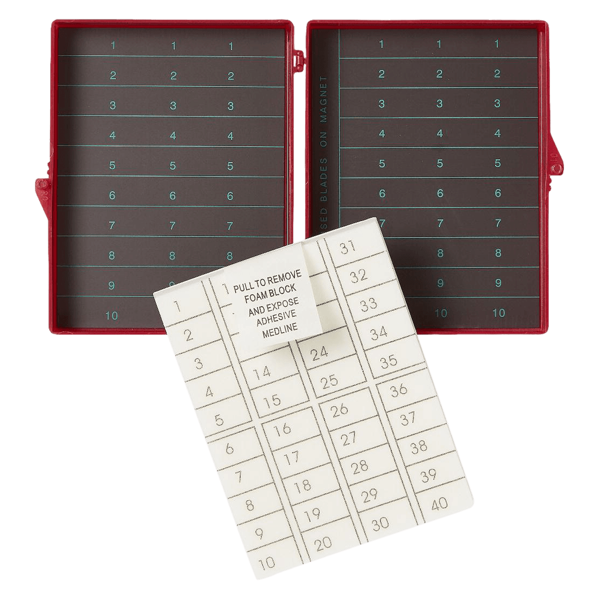 Medline Needle Counter, Foam, Red, Sterile, Double Magnet, 64/Case - Needle Counter 100 Double Mag - Image 1