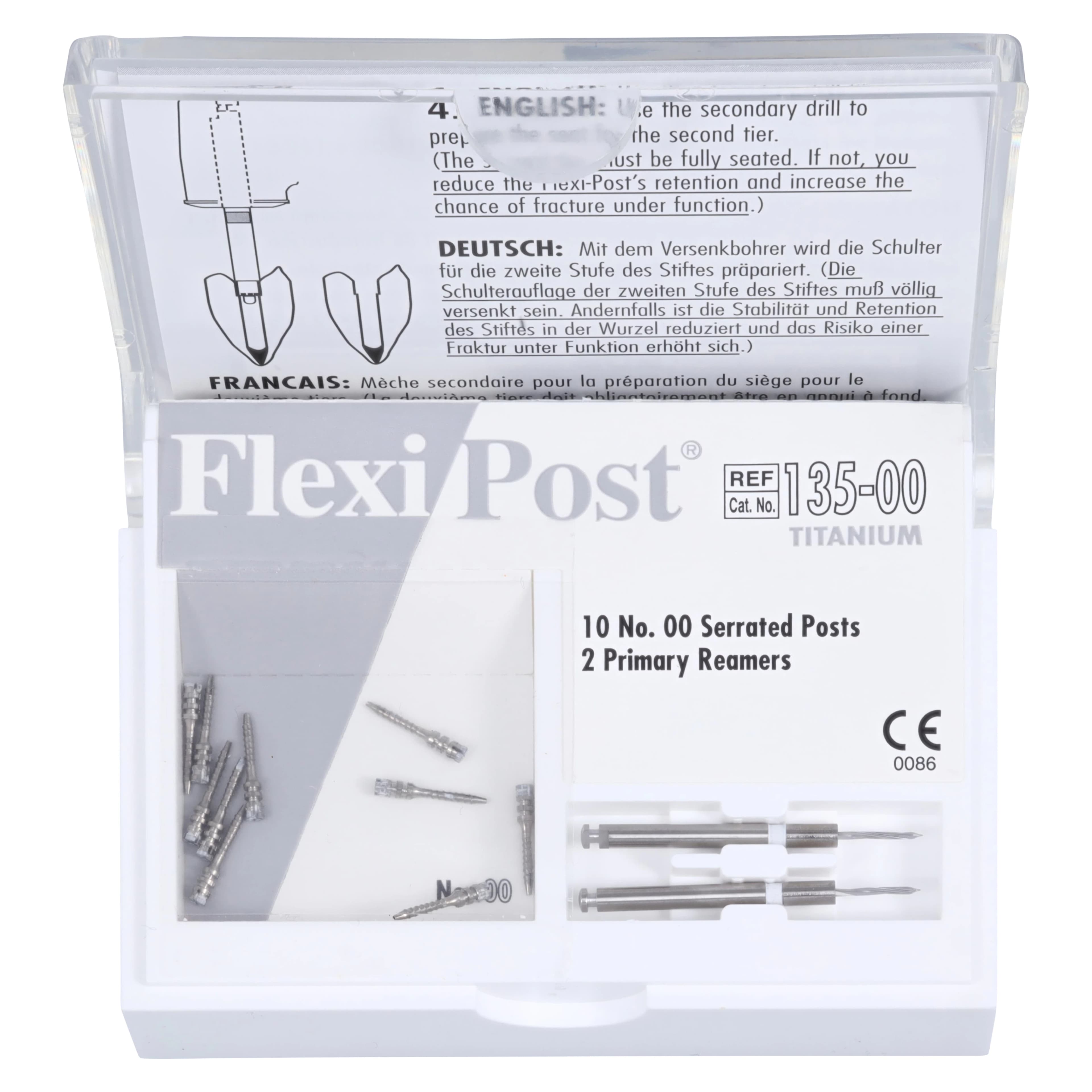 Flexi-Post Titanium Prefabricated Split Shank Post Refill Kit, Size 00, White, 10/Pkg, 135-00 - Flexi-Post Titanium Size 00 Refill Kit (10) - Image 1