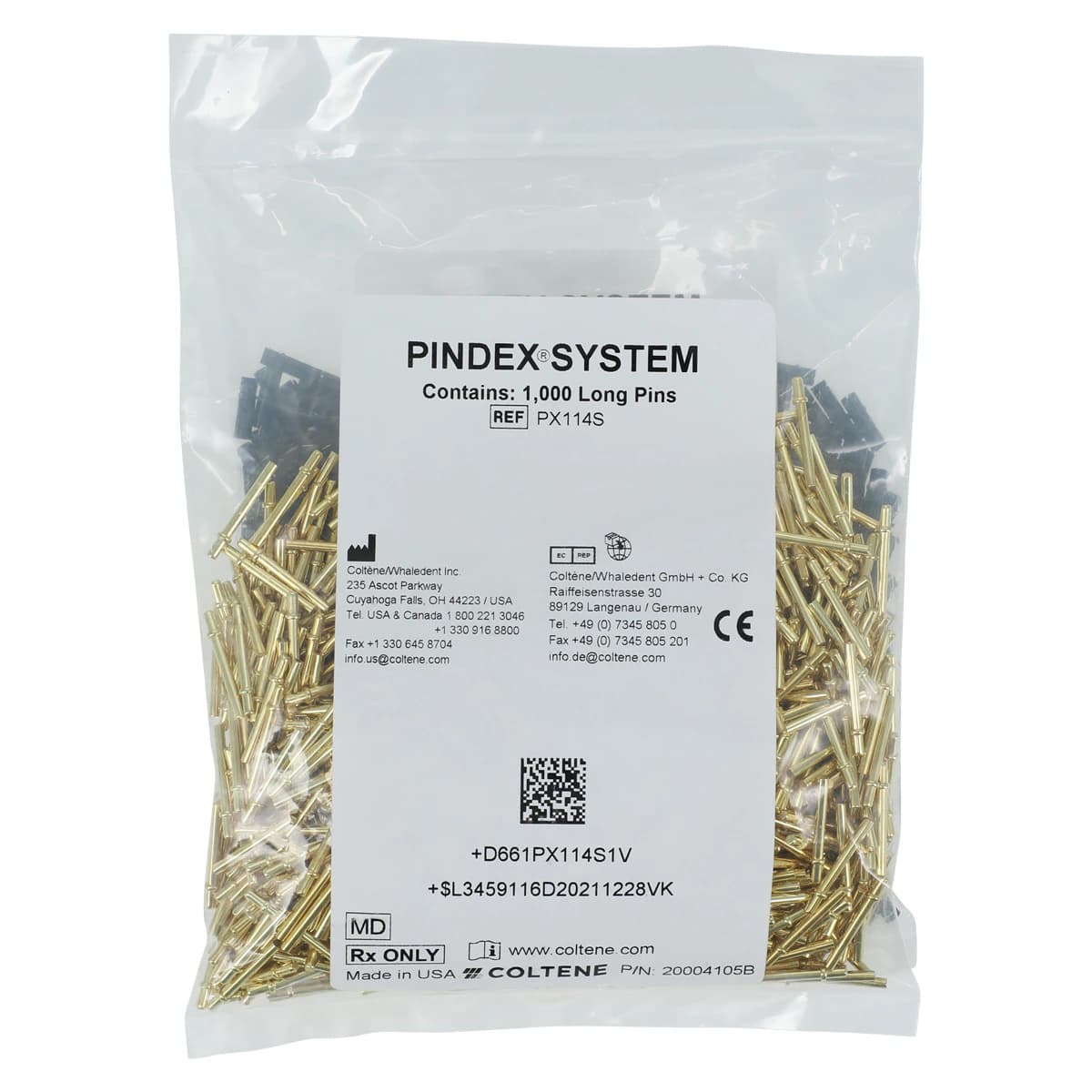 Pindex Long Pins with Split Sleeves, 20 mm, 1000/Pkg, PX114S - Long Pins w/Split Sleeves, 1000/Pkg, PX114S - Image 1