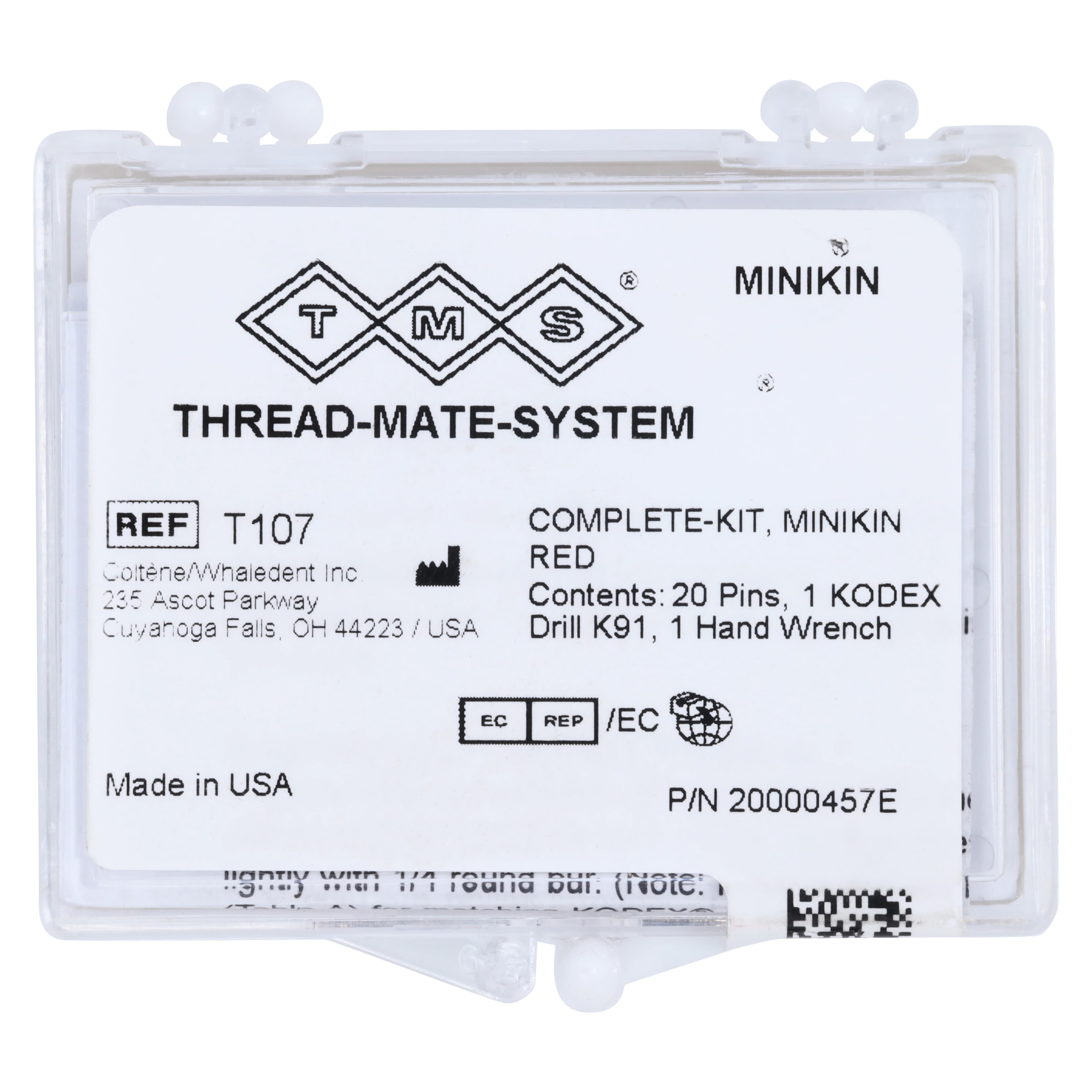 TMS Thread Mate System Minikin Self-Shearing Complete Kit, Red, 0.017" (0.425 mm), 20 Pins, T-107 - TMS Self Shearing Kit .017 T-107 - Image 1