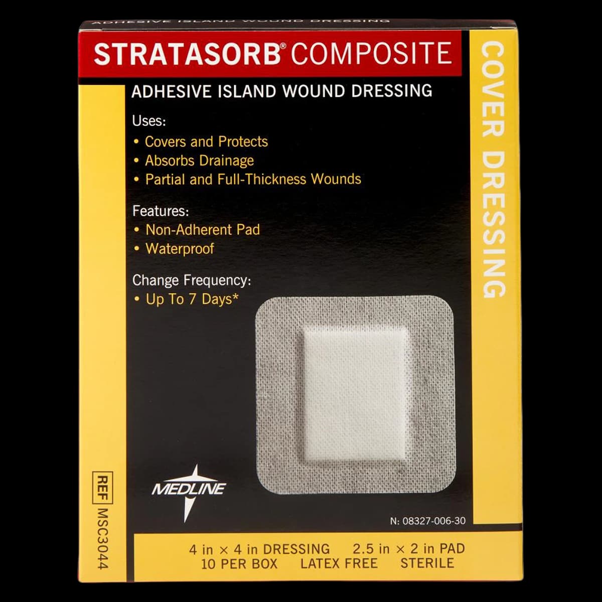 Stratasorb Composite Island Dressing, 4x4", Sterile, Non-Adherent, Adhesive, Absorbent, Latex-Free - Dressing Stratasorb Island - Image 1