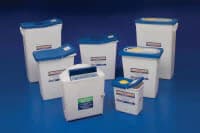 SharpSafety™ Pharmaceutical Waste Container, Gasketed Hinged Lid, 2 Gallon, White/Blue, Wall Mount, 1/Pkg - SharpSafety™ Pharmaceutical Waste Container – Gasketed Hinged Lid, 2 Gallon - SharpSafety™ Pharmaceutical Waste Container – Gasketed Hinged Lid, 2 Gallon - Image 1