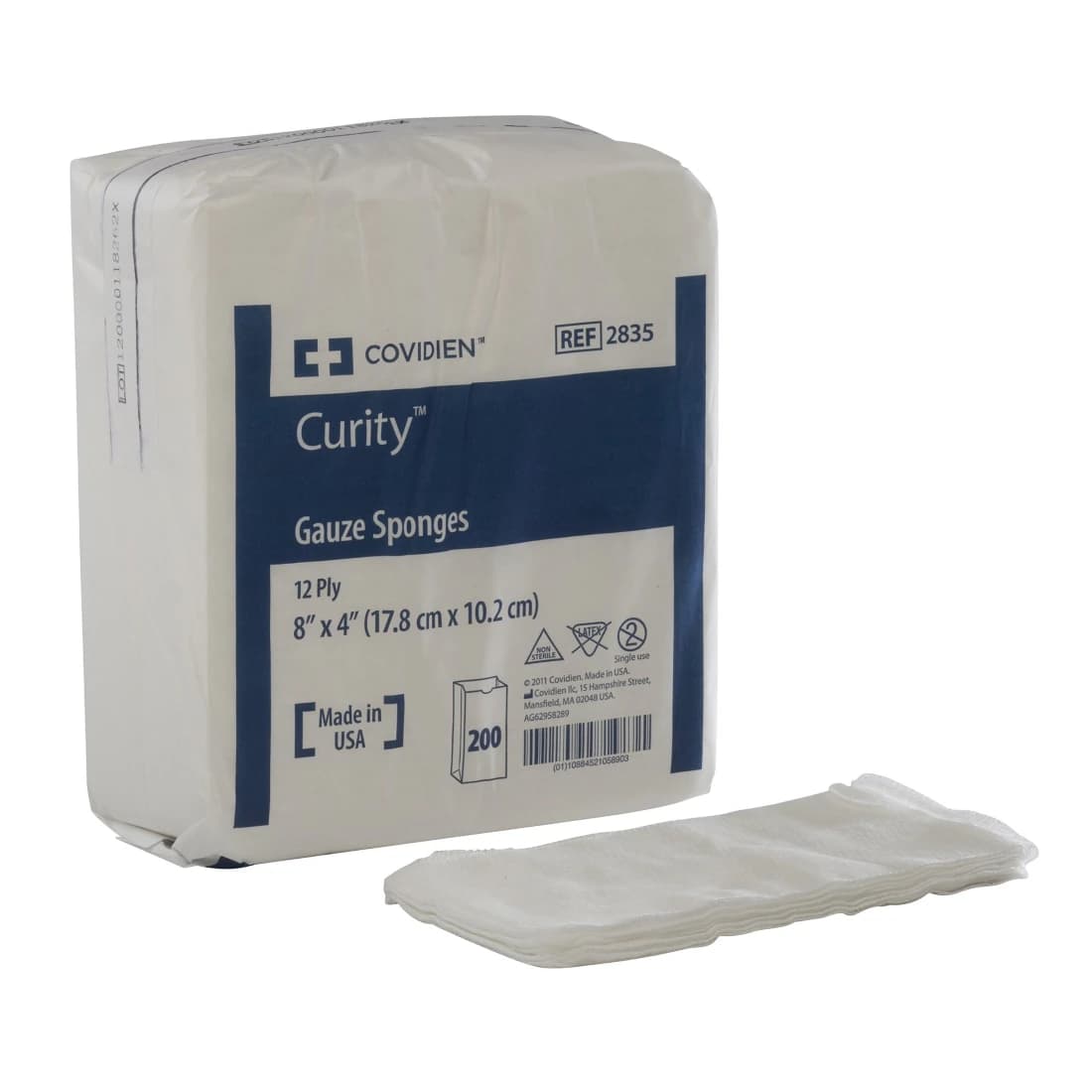 Curity 100% Cotton Gauze Sponge, 4x8", 12 Ply, Non-Sterile, USP Type VII, Not Made with Natural Rubber Latex - Gauze Sponge Curity NS 12Ply - Image 1