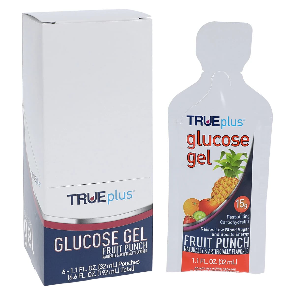 TRUEplus Gel Glucose 15gm, Fruit Punch, 6/Pack - TRUEplus Gel Glucose 15gm - Image 1