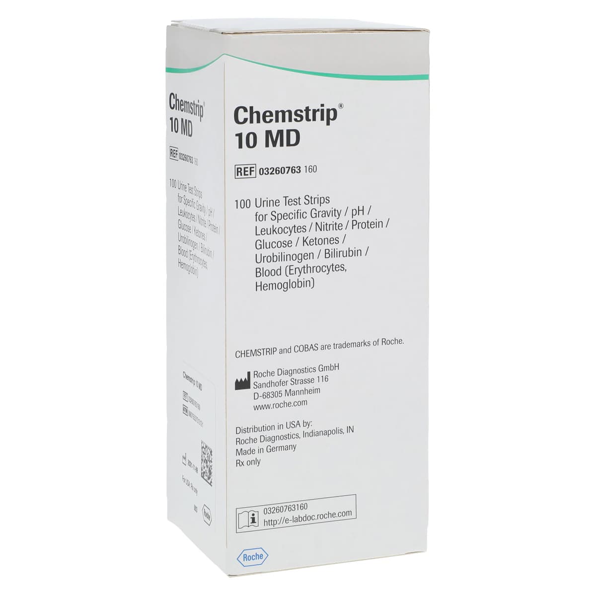 Roche Diagnostics Chemstrip 10 MD Urinalysis Test Strips, 100/Bottle - Chemstrip 10md Urine Test - Image 1