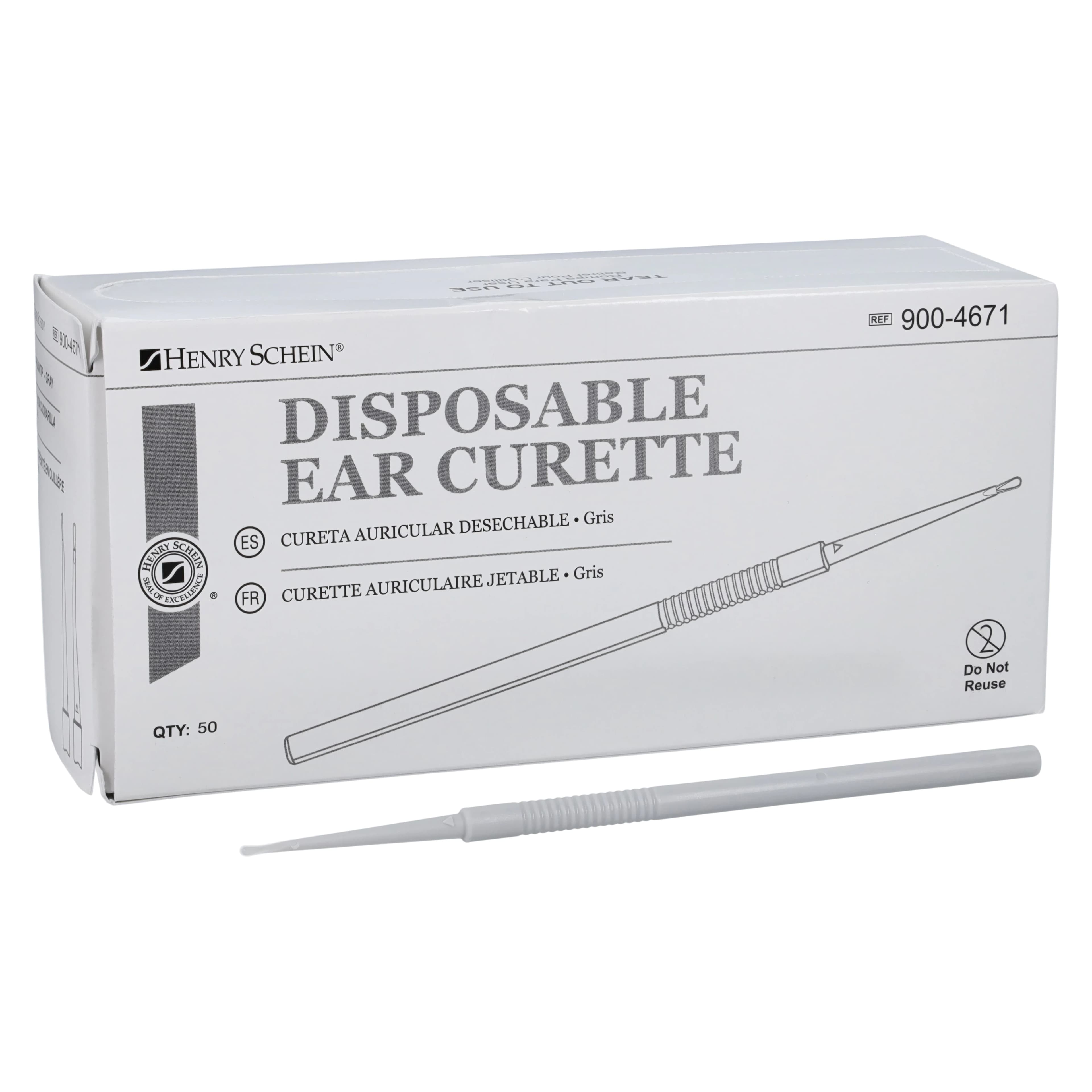 Henry Schein Ear Curette, 1mm, Disposable, Gray, Small, 50/Box - Curette Ear Gray Disp Small - Image 1