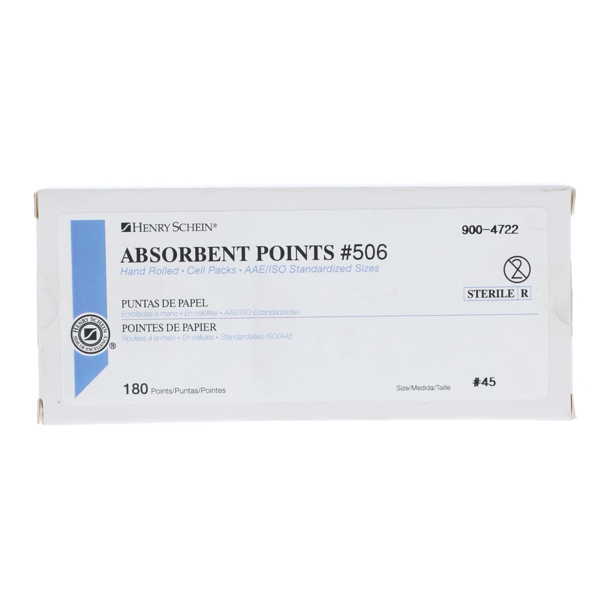 Henry Schein Absorbent Points #506, ISO 45, 0.02, Sterile, 180/Box - Absorbent Points #506 - Image 1