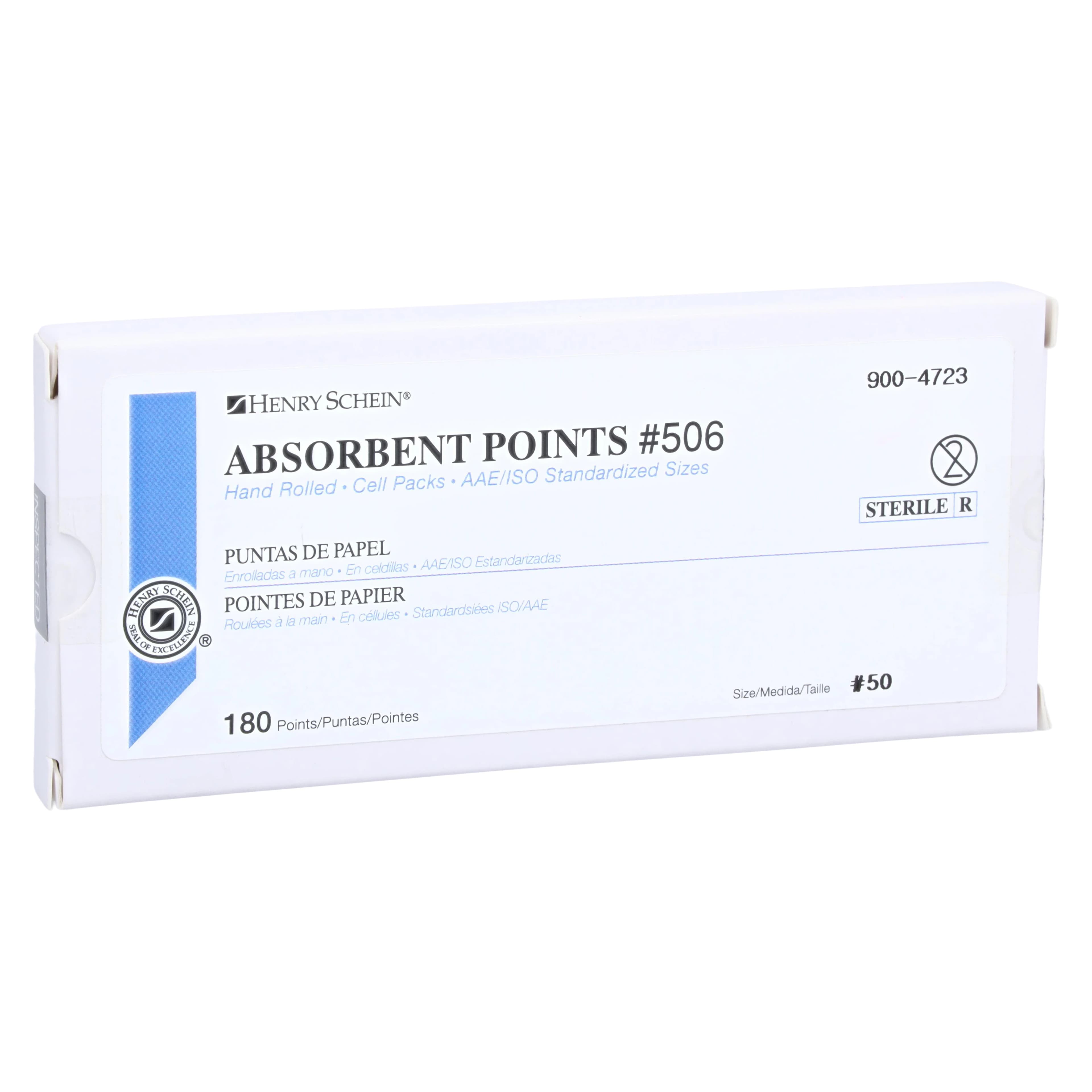 Henry Schein Absorbent Points #506, ISO 50, 0.02, Sterile, 180/Box - Absorbent Points #506 - Image 1