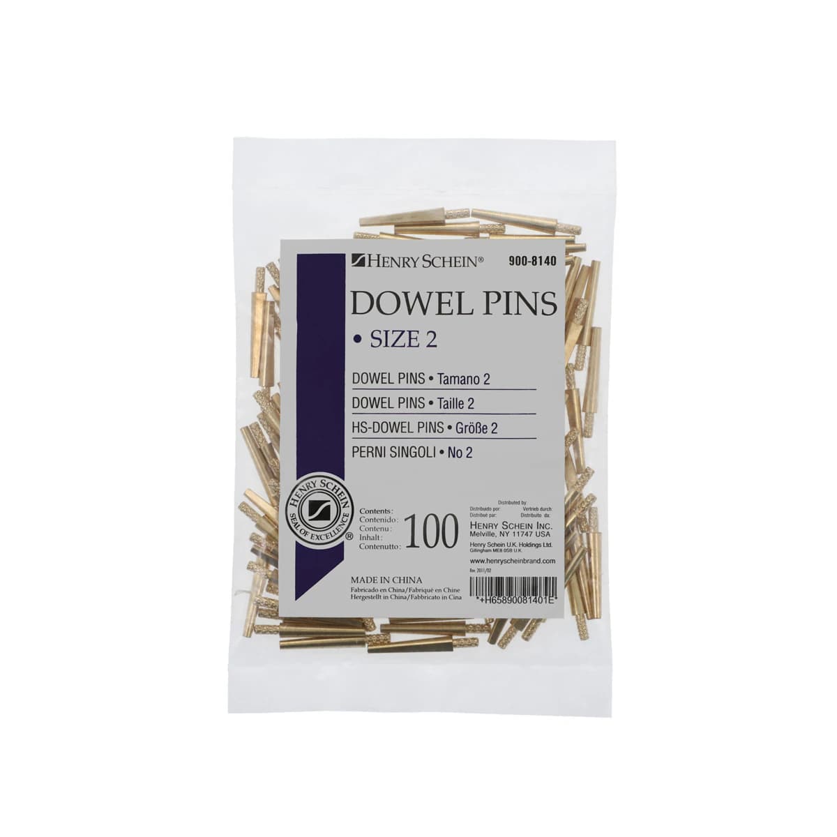 Dowel Pins Brass, Medium, #2, 100/Box - Dowel Pins - Image 1