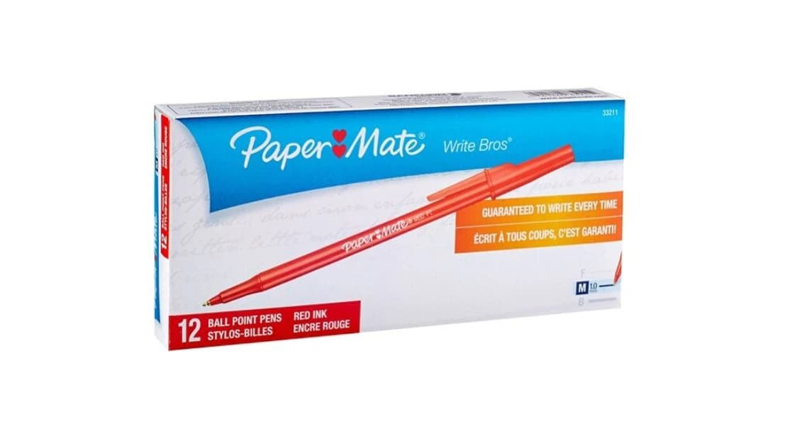 Sanford Ballpoint Stick Pen, Medium Point 1.0mm, Red, 12/Pack - Pen Ball Pt Medium Stick - Image 1