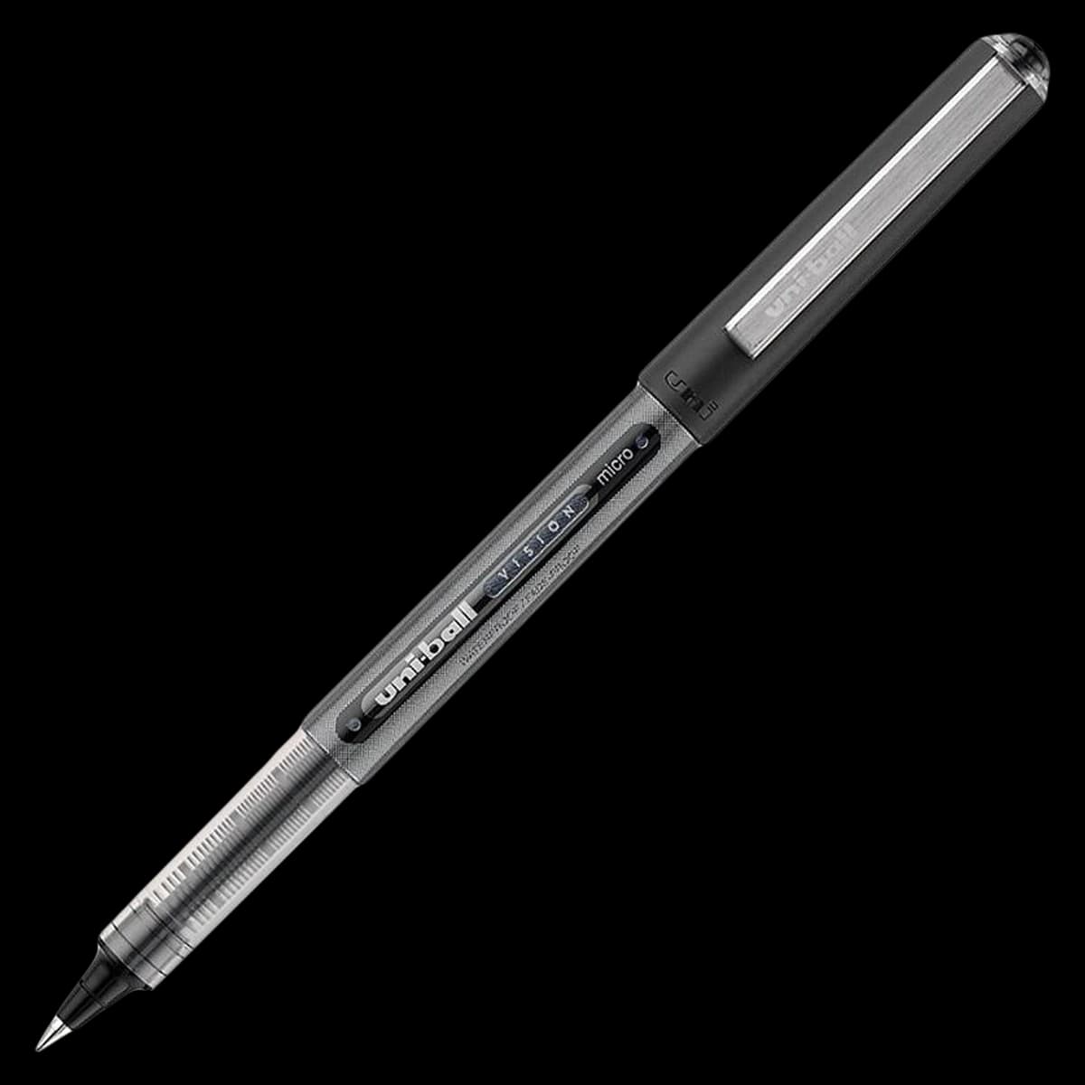 uni-ball Vision Rollerball Pen, Micro Point 0.5 mm, Black, 12/Pack - Pen Rolrb Unibl Vision Mi - Image 1