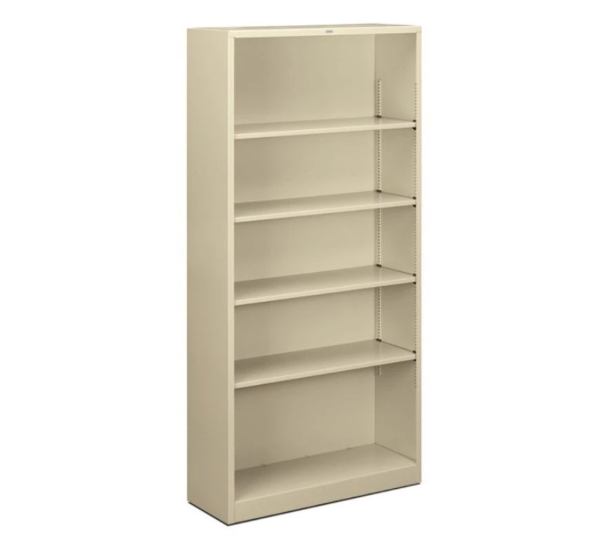 HON Steel Bookcase, 5 Shelves, 72"H x 34.5"W x 12.6"D, Putty, 1/Pack - BOOKCASE,5-SHF,34X12X71,P - Image 1