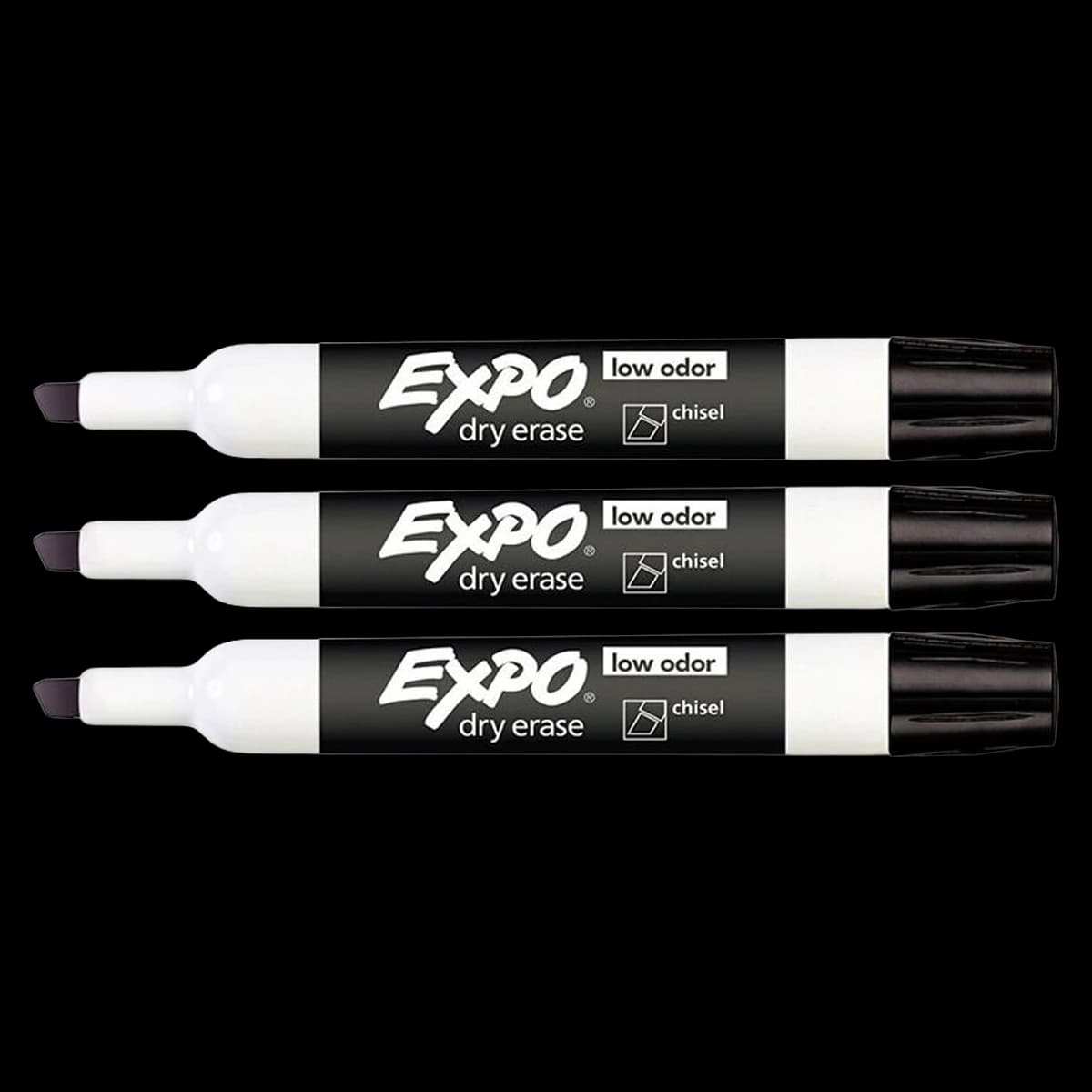 Sanford Expo Low-Odor Dry-Erase Marker, Chisel Tip, Black, 12/Pack - Marker Chisel Tip Expo2 B - Image 1