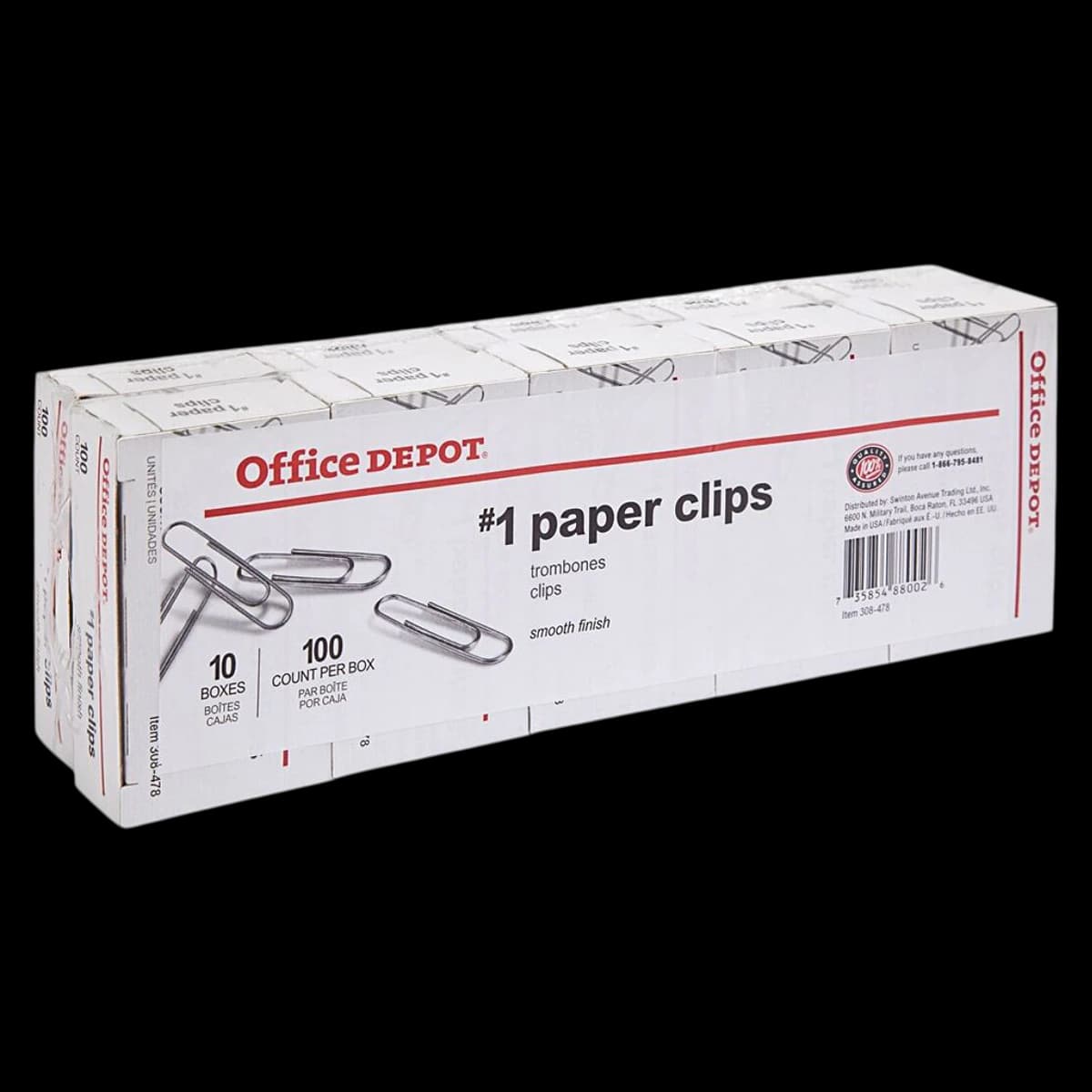 Paper Clip Regular No. 1, Silver, 100 Clips Per Box, 10 Pack Boxes, 01KEZKNNNKDQQ2R2Q4E5FQJVNW - Paper Clip Regular - Image 1