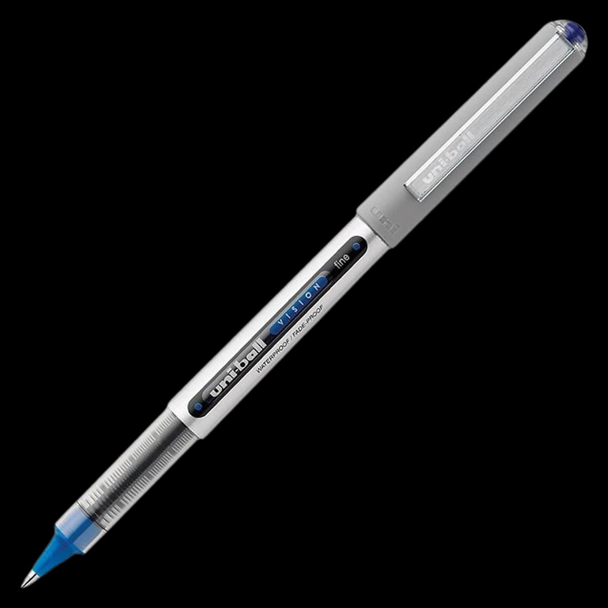 uni-ball Vision Rollerball Pen, Fine Point 0.7 mm, Blue, 12/Pack - Pen Ball Pt Uni Vision Fn - Image 1