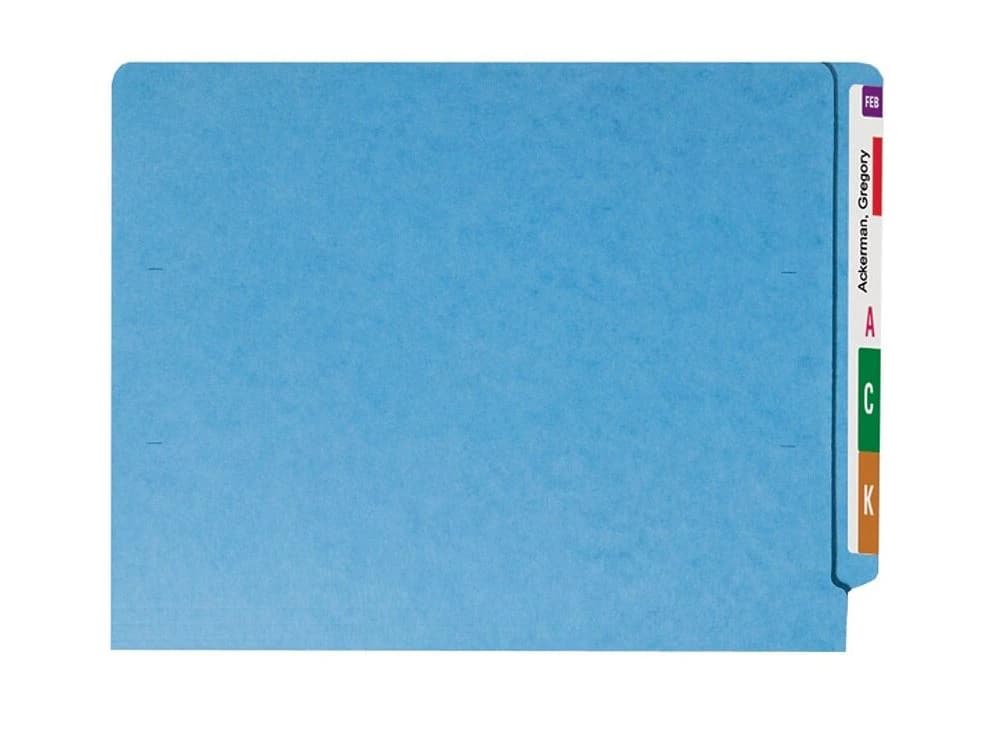 Smead Color End-Tab Folders, Straight Cut, Letter Size, Blue, 100/Box - Folder Ltr ly Strt-End - Image 1