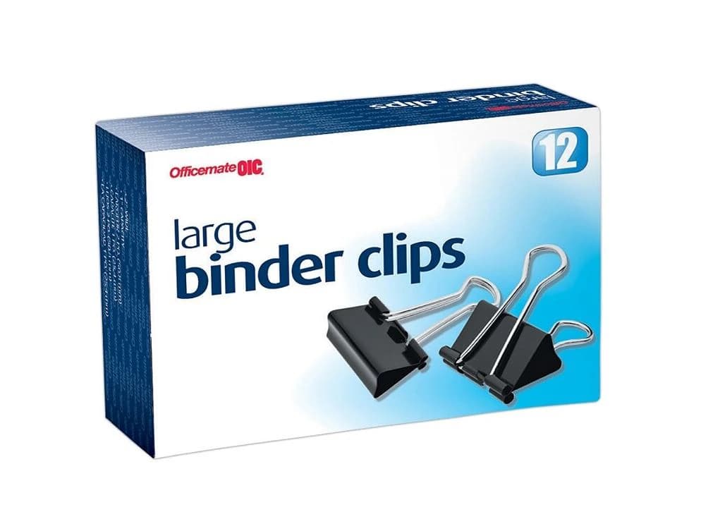 OIC Binder Clips, Large, 2 inch, Black, 12/Box - Clip Binder Large 12/Bx - Image 1
