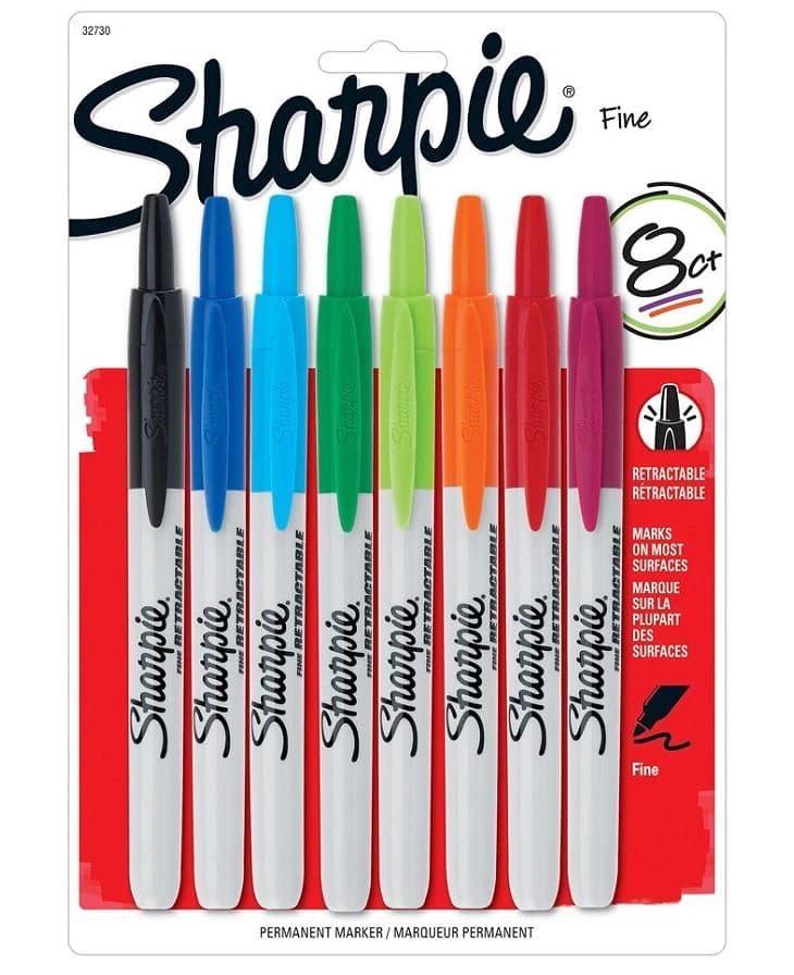 Sharpie RT Retractable Permanent Markers, Fine Point, Assorted Colors, 8/Pack - Sharpie RT Retract Marker - Image 1