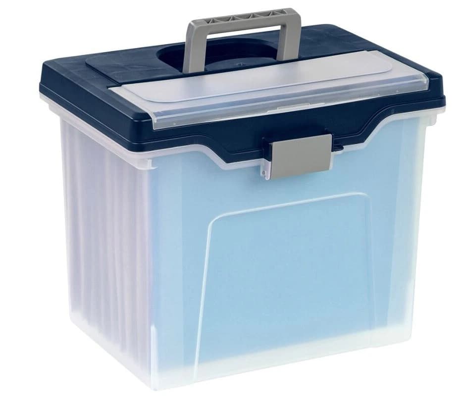 Office Depot Large Mobile File Box, Letter Size, Clear/Blue - Lg Mobile File BoxLetter Let - Image 1
