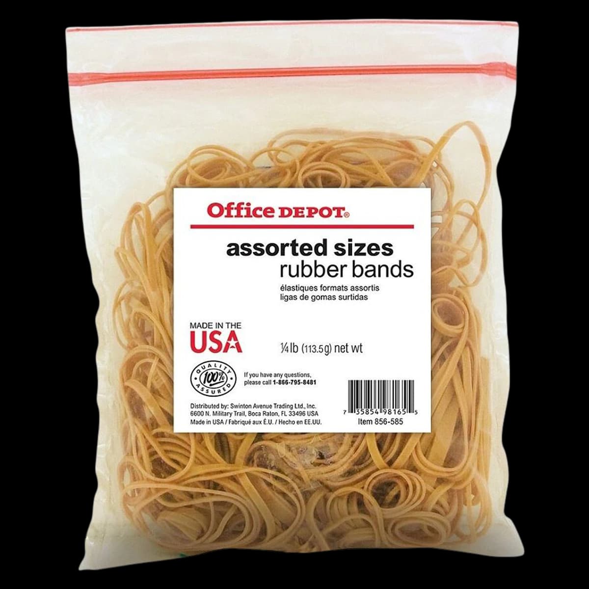 Office Depot Brand Rubber Bands #54, Assorted Sizes, 1/4 lb Bag - Rubber Bands In 1/4 lb Bag #54 - Image 1
