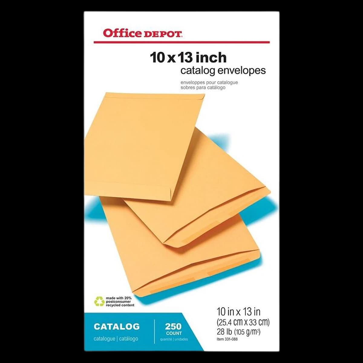 Office Depot Brand Manila Catalog Envelopes, Gummed Seal, 10 x 13 in, 250/Box - Office Depot Brand Manila Catalog Envelopes, Gummed Seal - Image 1