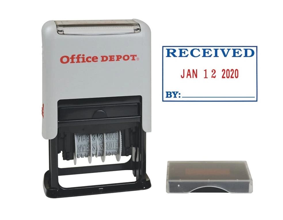 Self-Inking Dater Received, Red/Black Ink with Extra Pad - Self-Inking Dater Received - Image 1
