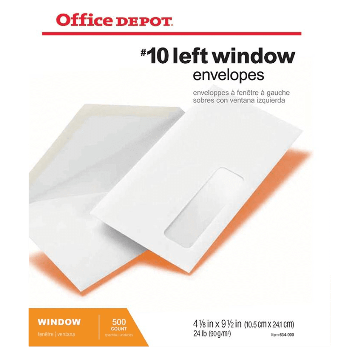 #10 Bottom-Left Window Envelope, 4.125" x 9.5", White, 500/Box - #10 Bttm-Lft Window Env - Image 1