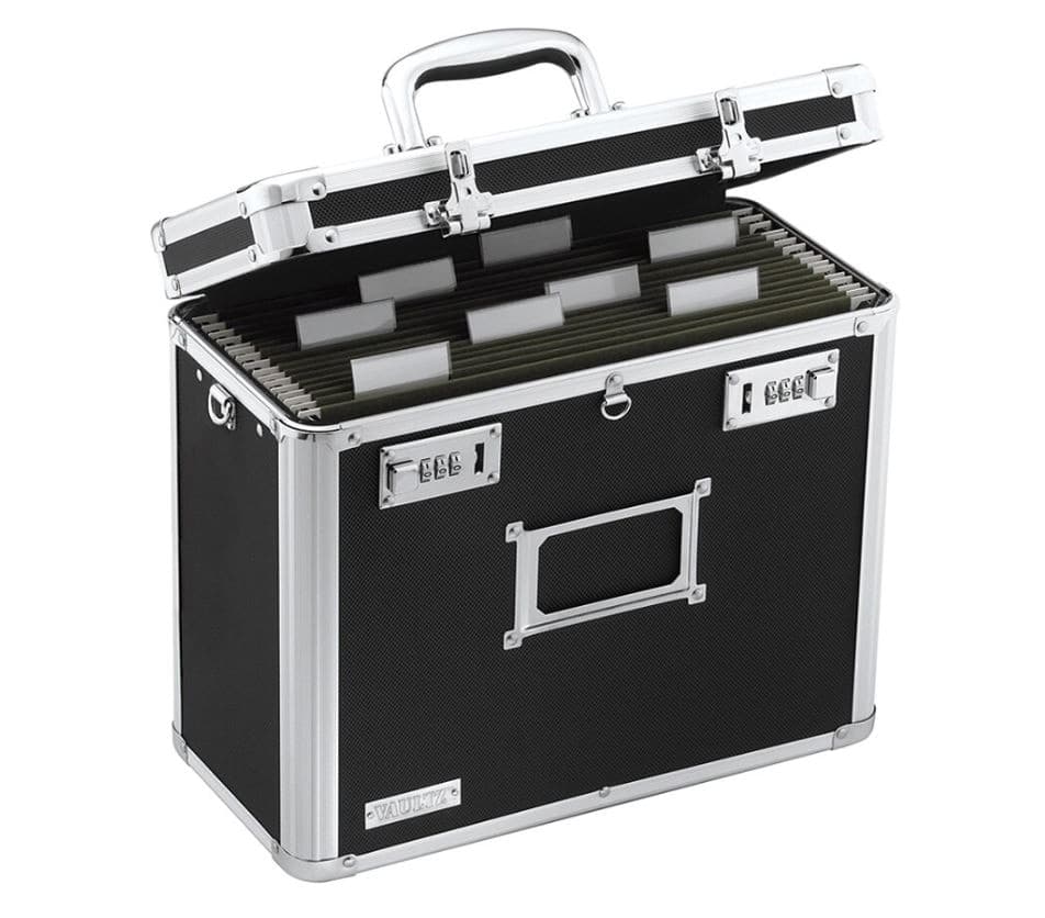 Vaultz Locking File Tote, Black, 12.25 in x 13.75 in x 7.25 in - Vaultz Lock File Tote Black - Image 1