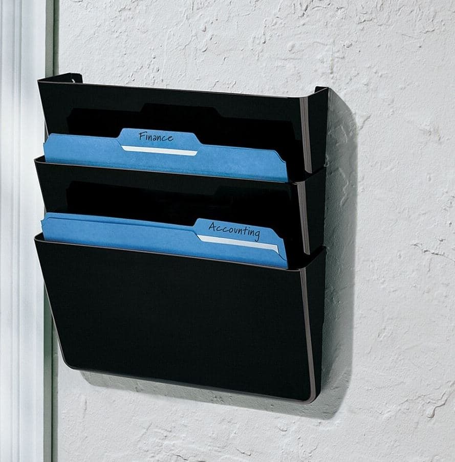 Single Wall Pockets Letter Size, Black, 3/Pack - Single Wall Pockets Ltter Size - Image 1